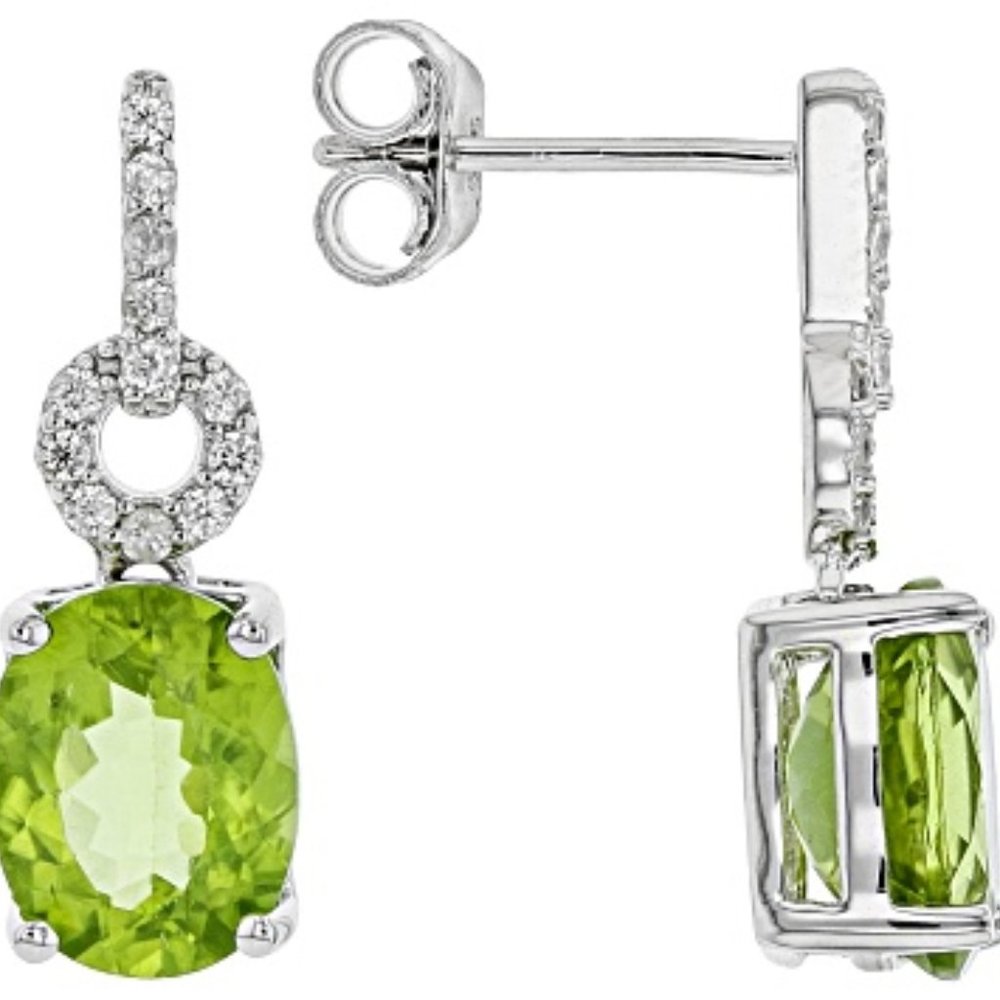 NEW Green Peridot Over Sterling Silver Earrings